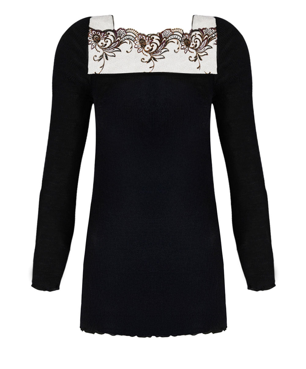 Top manches longues laine et soie bien-être Charme Secret noir Lise Charmel ANJ2133-CN 12