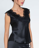 Top mode en soie Lise Charmel Splendeur Soie noir ALC4180-NO