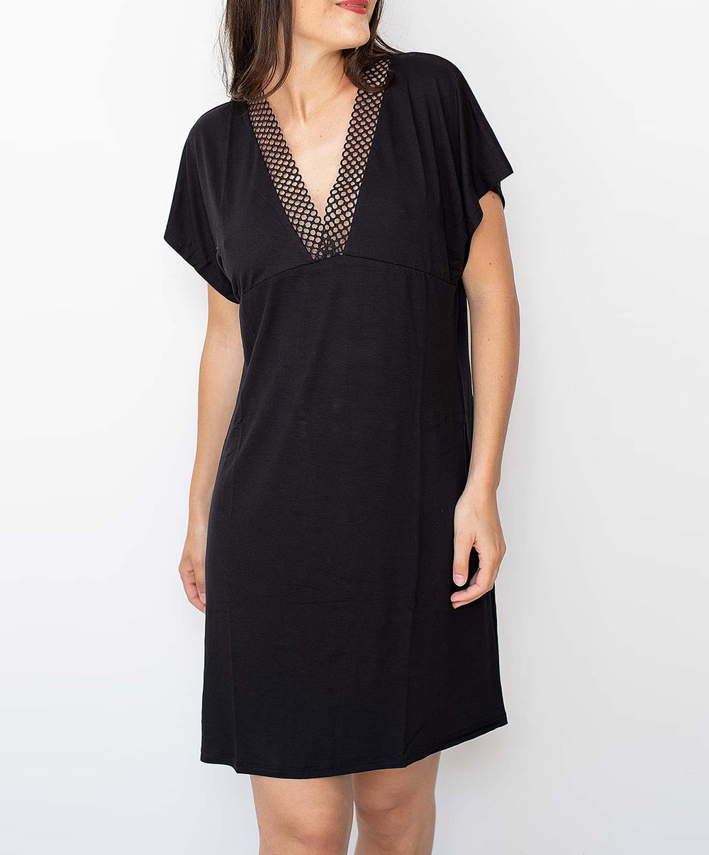 Tunique de plage La Double Mix noir Antigel Bain ESA4450-NO face