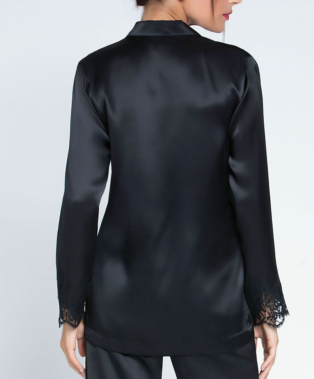 Veste chemisier haut de pyjama en soie Lise Charmel Splendeur Soie noir ALC3480-NO