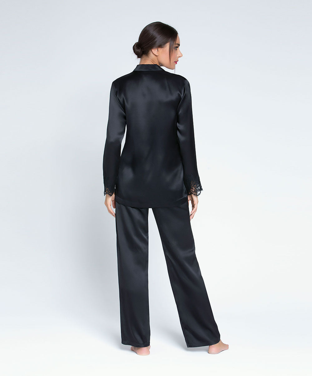 Veste chemisier haut de pyjama en soie Lise Charmel Splendeur Soie noir ALC3480-NO