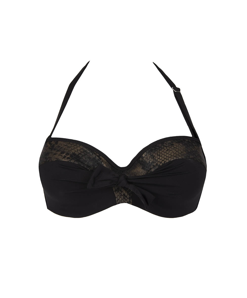 Haut de maillot de bain bandeau coque La rebelle chic Python or Antigel Bain EBB7125-PO