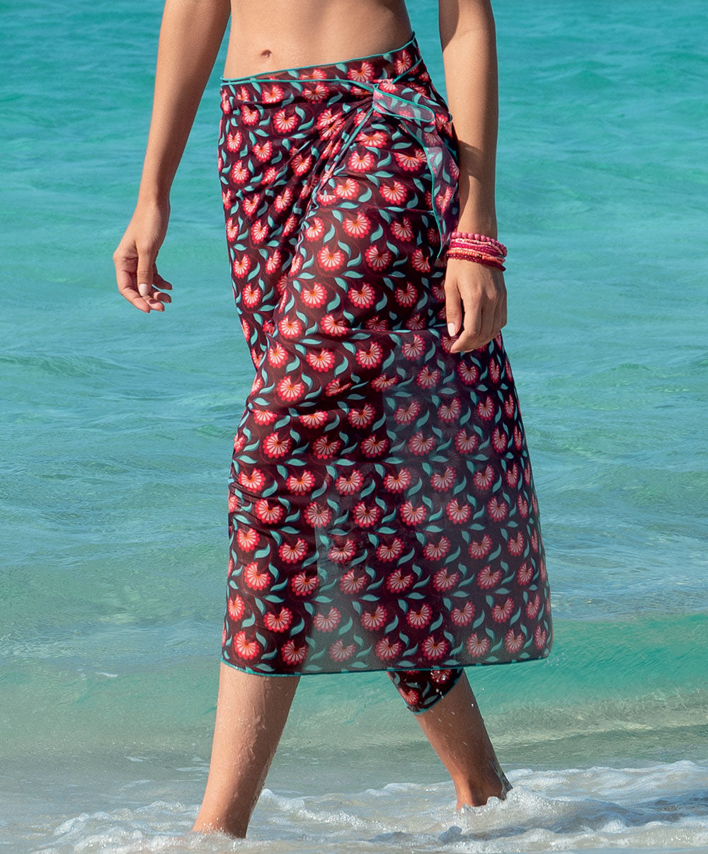 Paréo de plage La Muse Bohème prune Antigel Bain ESB6036-PB