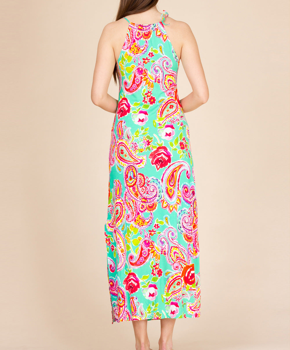 Robe longue de plage ras-de-cou La Holi Antigel aqua Antigel Bain ESB1134-AH