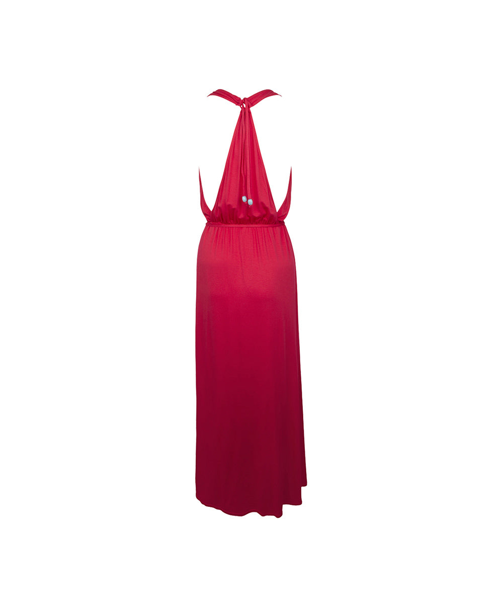 Robe de plage longue sans manches La Muse Bohème prune Antigel Bain ESB1136-CB