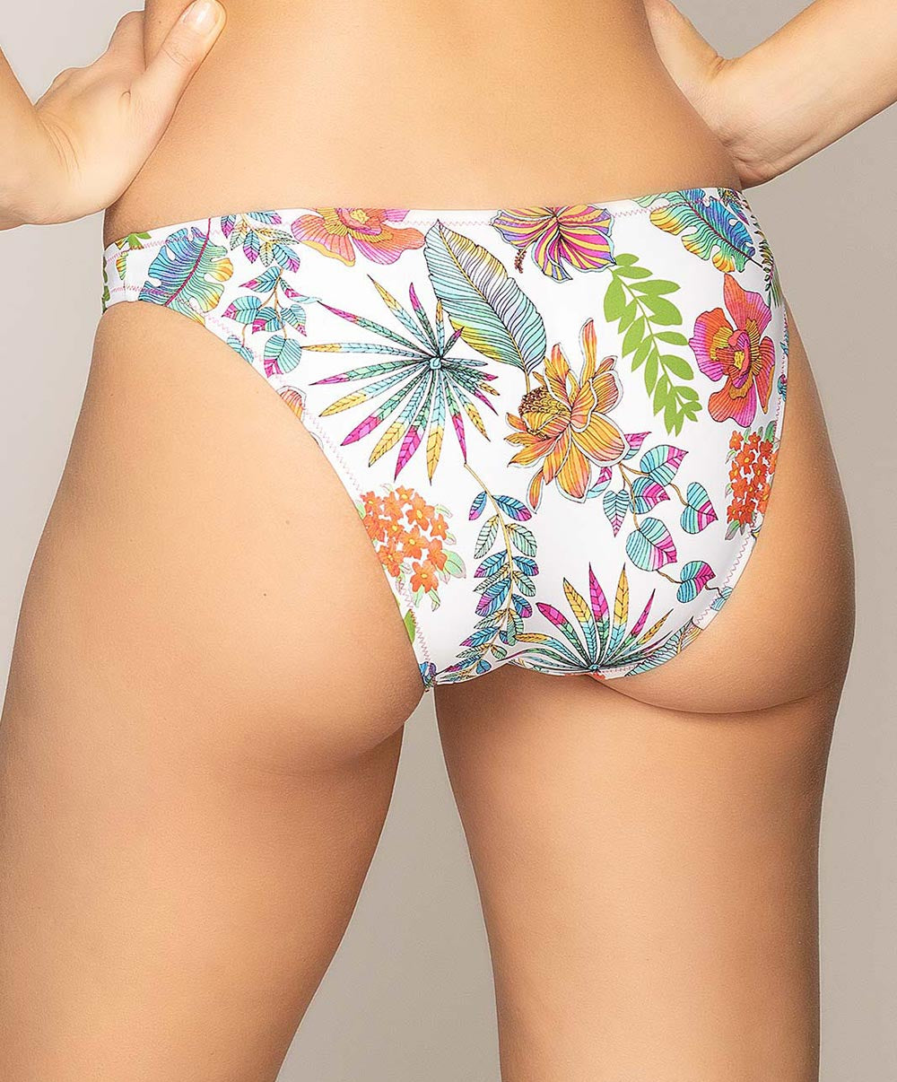 Slip de bain échancré La tropicale blanc Antigel Bain EBA0762-BT face