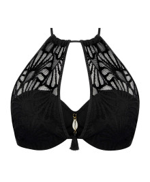 SWIMWEAR : Bustier bra swim bikini top with moulded cups