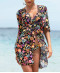 Robe de plage kimono La Muse en Fleurs bouquet radieux noir Antigel Bain ESB2830 BR
