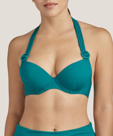 SWIMMING SUITS : Moulded push-up swim top La Plage Ensoleillée mineral emerald green