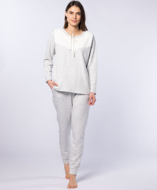 NIGHT & HOMEWEAR : Pyjama set warm HYPNO PYK2 grey melange