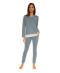 Pyjama long bleu canard Ultima Christian Cane Collection homewear femme 61131 1800 400 face