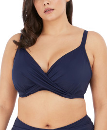 SWIMMING SUITS : Plus size underwired wrap plunge swim top