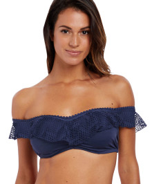 Underwired cold shoulder bardot swimsuit top