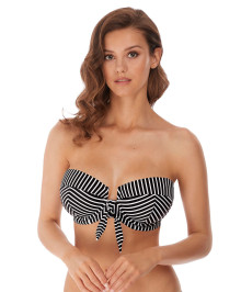 SWIMWEAR : Padded bandeau swimming bikini top with mutliway straps