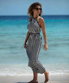 Beach Outfits & Dresses  : Long beach dress very high neck