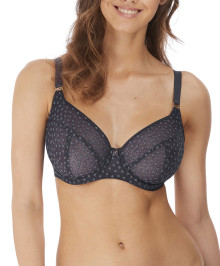 Underwired balcony bra with side support
