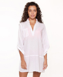 Beach Outfits & Dresses  : Beach tunic shirt collar white