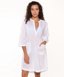 Beach Outfits & Dresses  : Beach tunic tunisian collar white