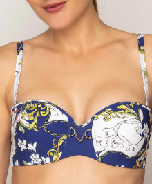 Swimming bandeau bra with moulded cups