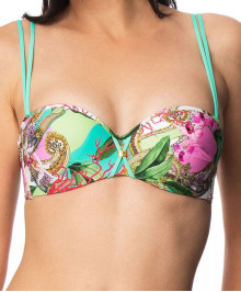 Bikini Tops : Plus size swimming bandeau bra with moulded cups