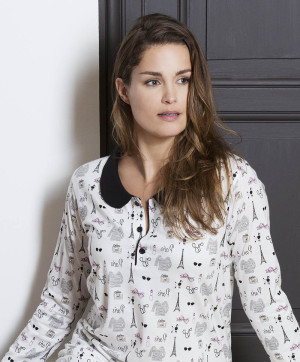 Pyjama City 5L  Lingerie de nuit et homewear Louva Noir nacre