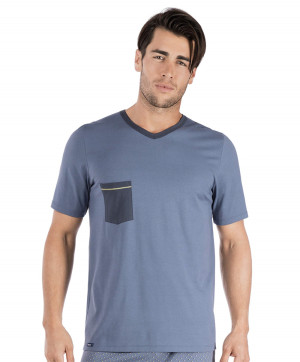 T shirt manches courtes Recreate Sleep Skiny Men Blue
