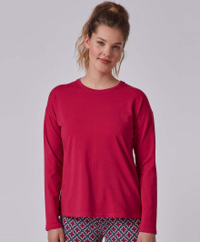 NIGHT & HOMEWEAR : Pink tee-shirt w. long sleeves