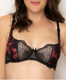 Sexy Underwear : Half cup bra with vertical seams Roses du Soir black