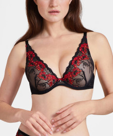 SEXY LINGERIE : Push-up plunge scarf bra