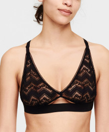 LINGERIE : Sexy plunge bra with wires triangle shape