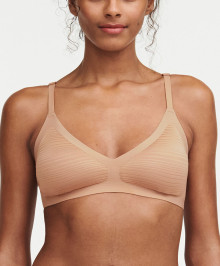 INVISIBLES : Padded bralette crop top ajustable thin straps and textured stripes