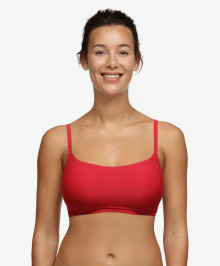 Wire-free, Soft Cups : Padded bralette lace back ajustable thin straps