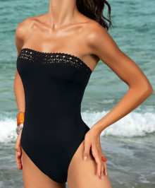 SWIMWEAR : One piece swimsuit bustier shape removable straps