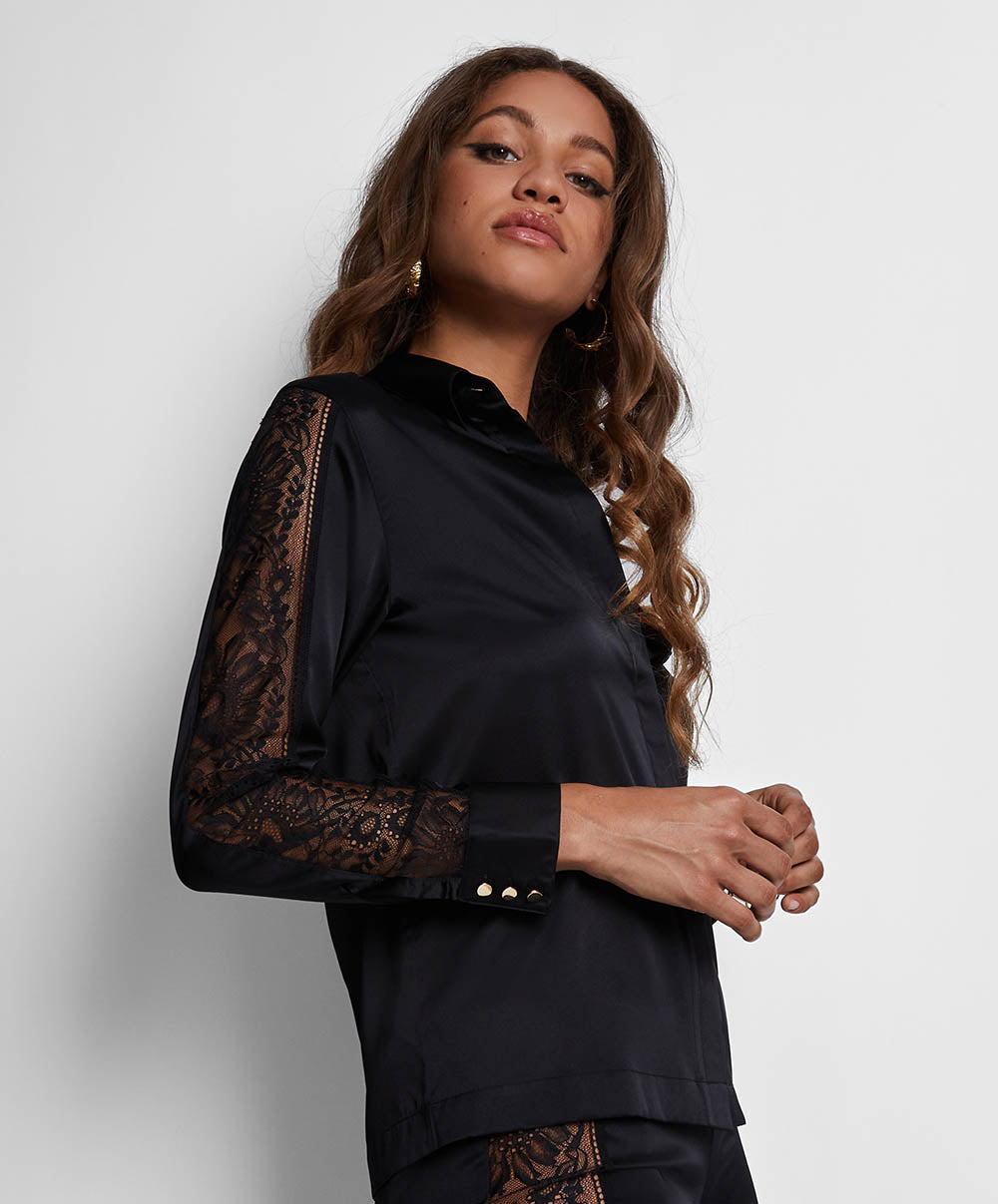 Chemisier soie Midnight whisper Noir Aubade 2S44-NOIR