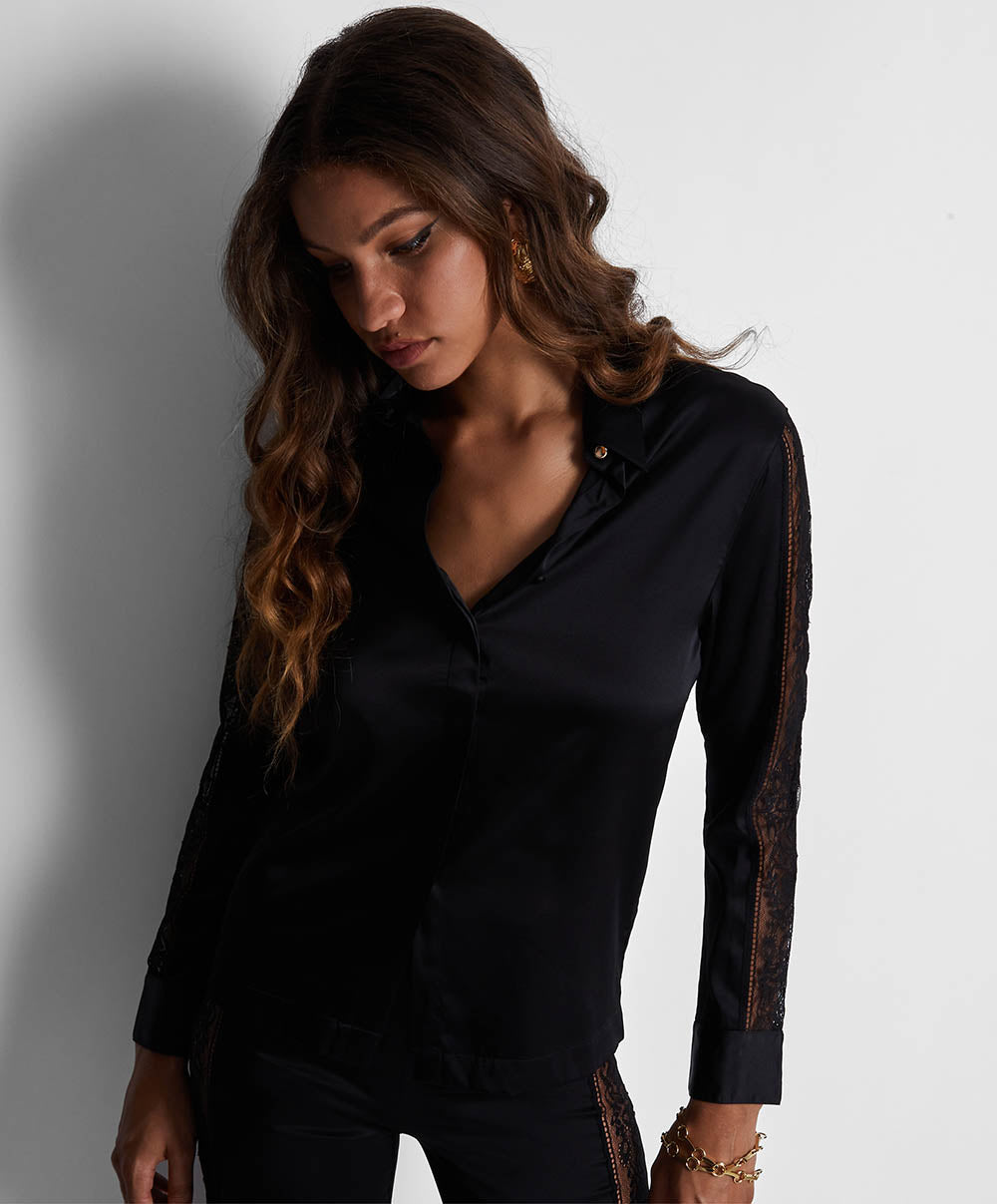 Chemisier soie Midnight whisper Noir Aubade 2S44-NOIR