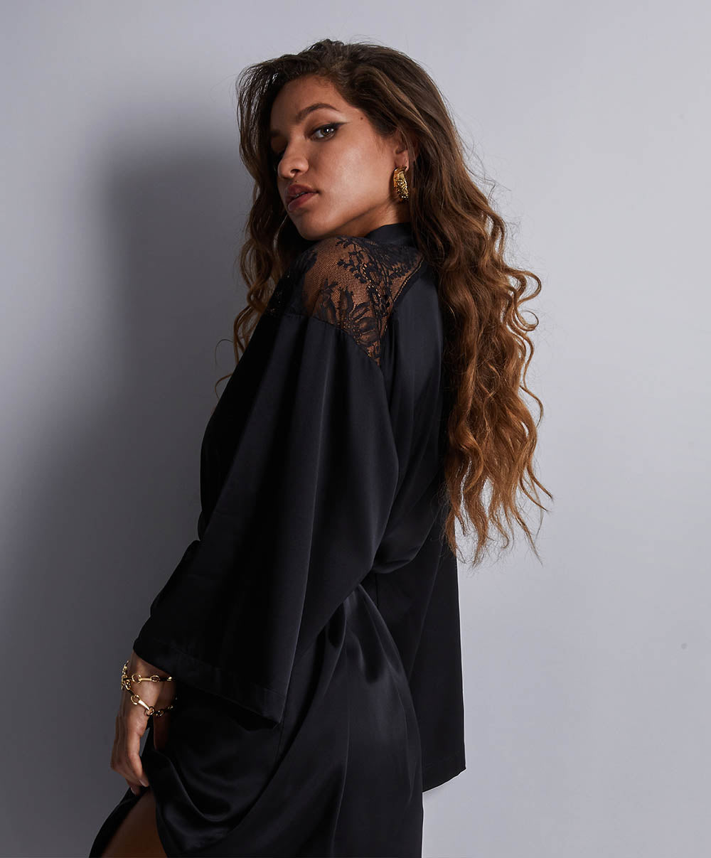 Kimono soie Midnight whisper Noir Aubade 2S65-NOIR