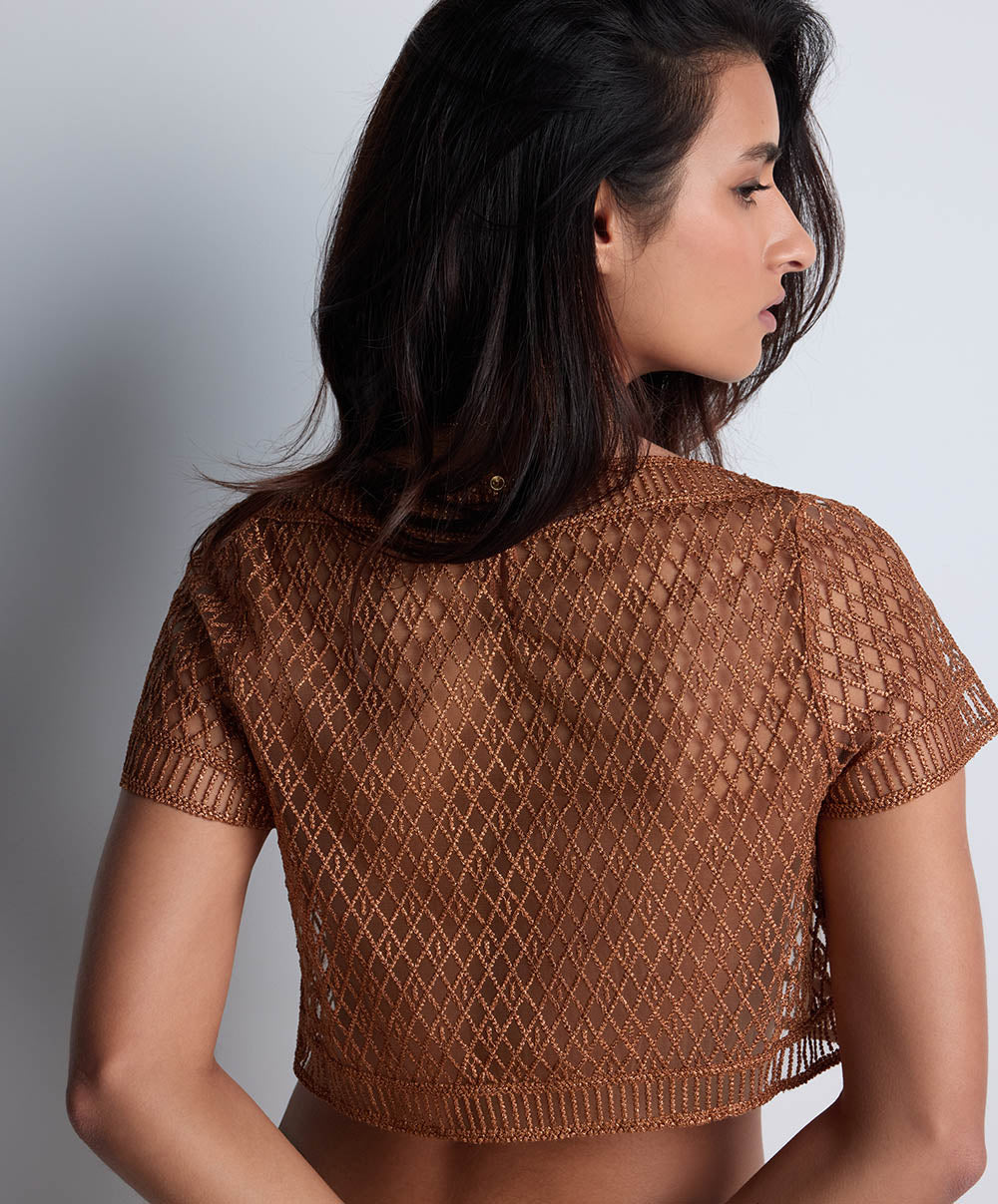 Top prêt à porter col bateau Stardust dream Amber gold Aubade 4D48-AMBG