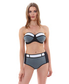Bandeau padde armature maillot de bain Gris noir blanc Bondi Freya swim AS3963