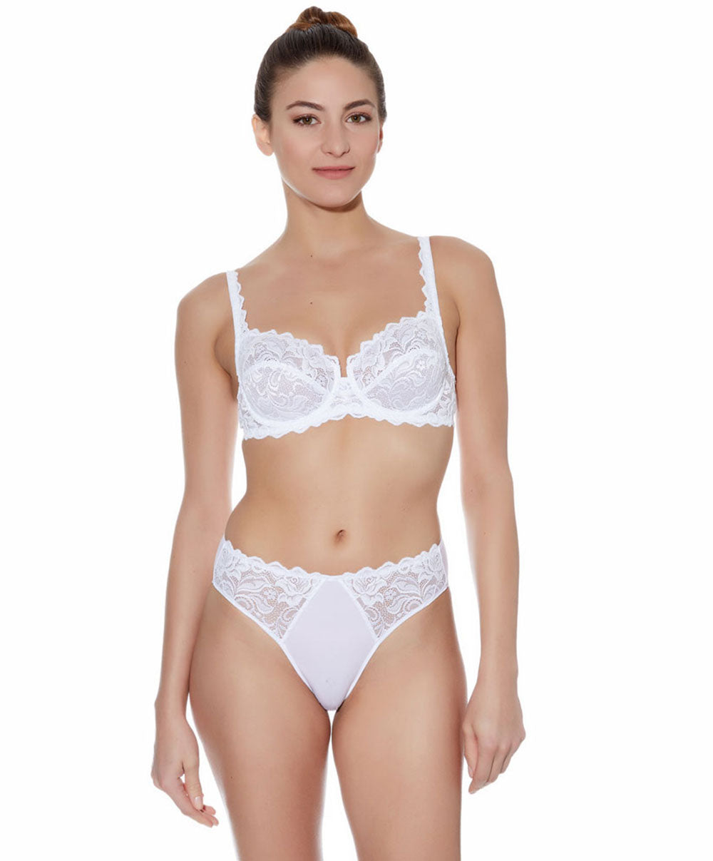 Soutien-gorge armatures classique Wacoal Eglantine blanc WEBFA662-WHE face