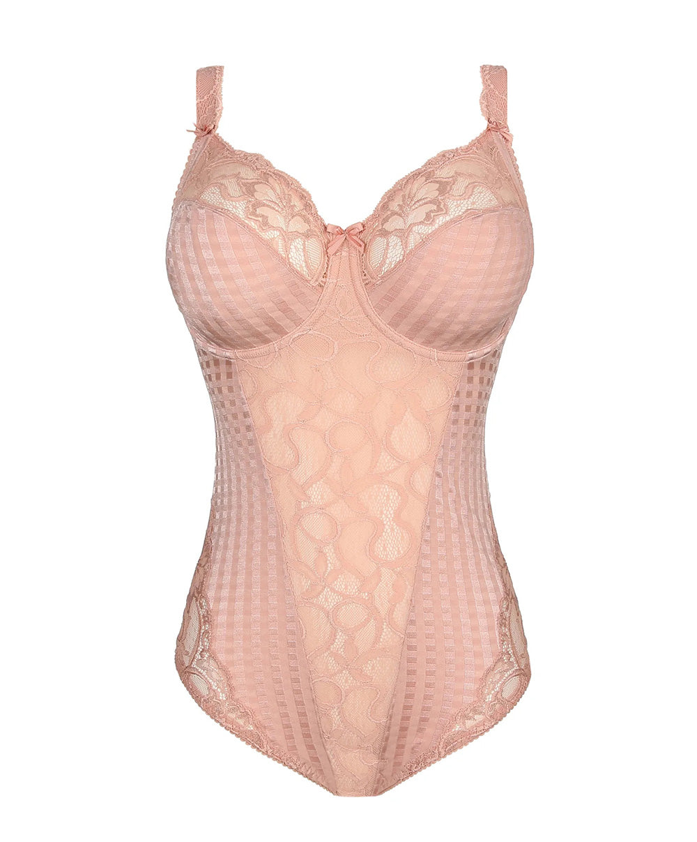 Body galbant à bonnets emboitants dentelle PrimaDonna Madison rose poudré 0462120-PWD