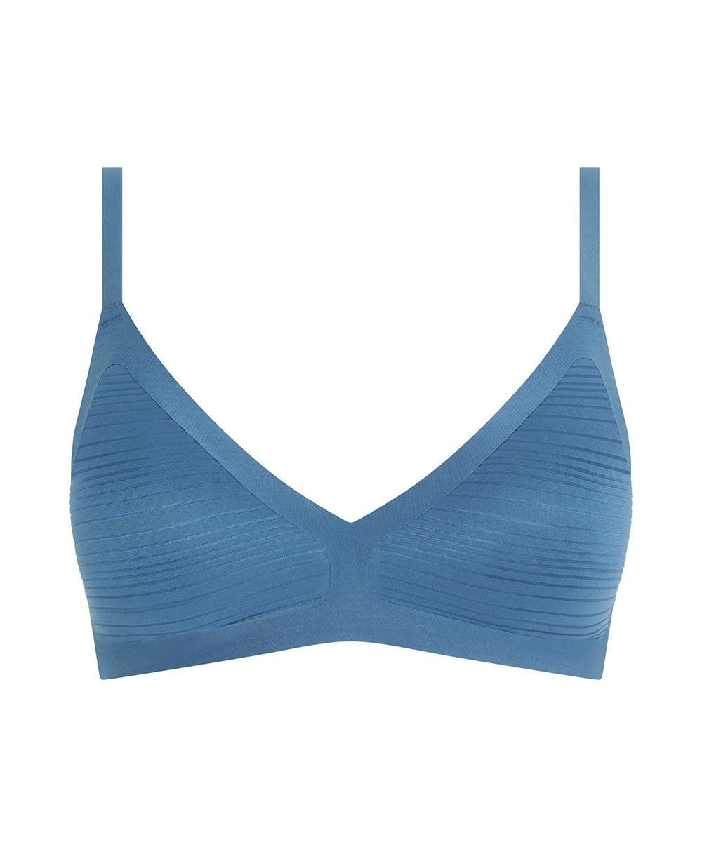 Bralette à coques bleue denim Chantelle Soft Stretch Stripes bleu jeans C20D10-00C