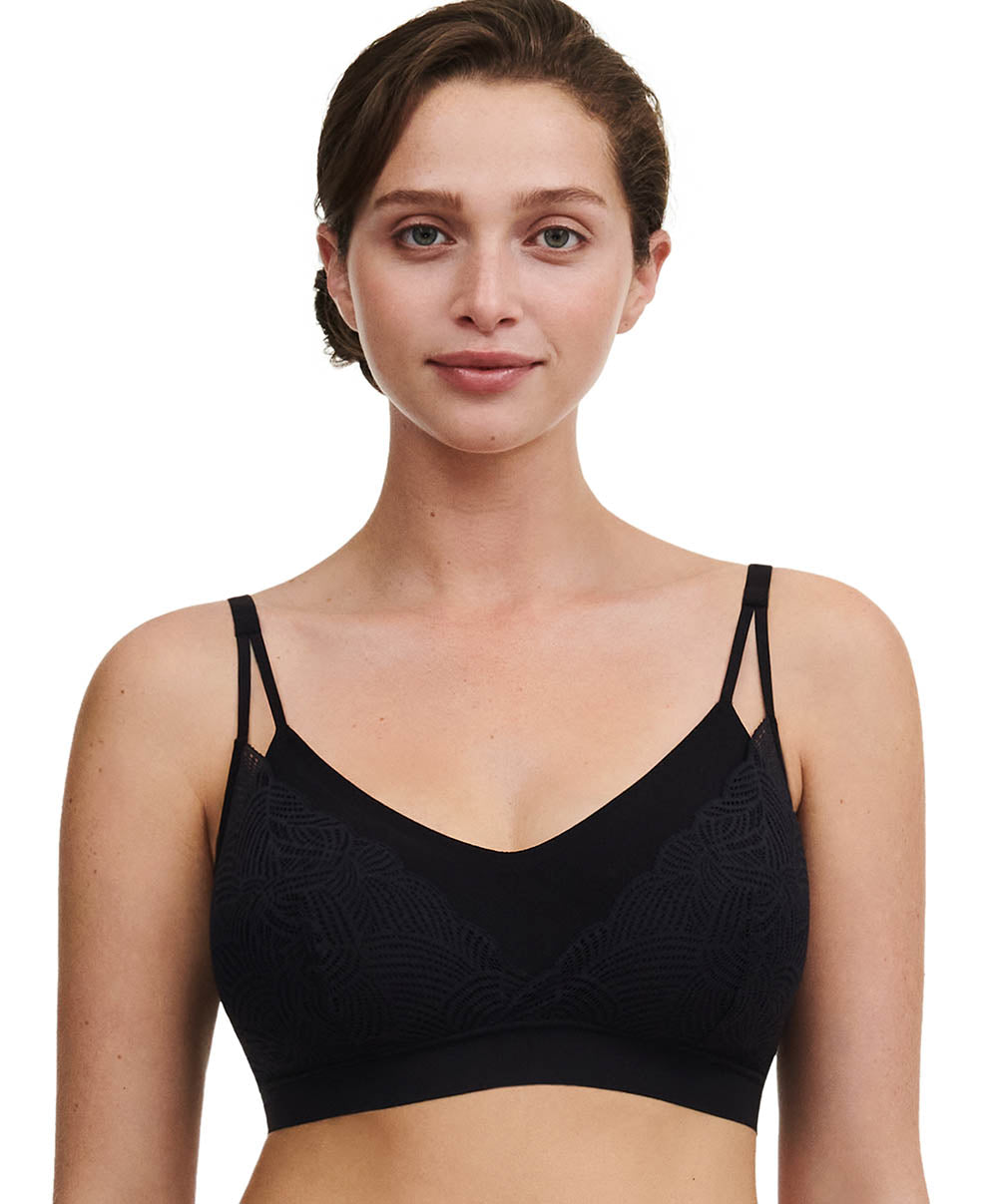 Brassière dentelle à coques sans armatures Chantelle Softstretch Noir C11GQ9-011 1