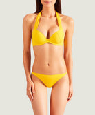 Culotte de maillot de bain échancrée mini-cœur Aubade Bain Douceur de rêve jaune doré PS20-1-JADO