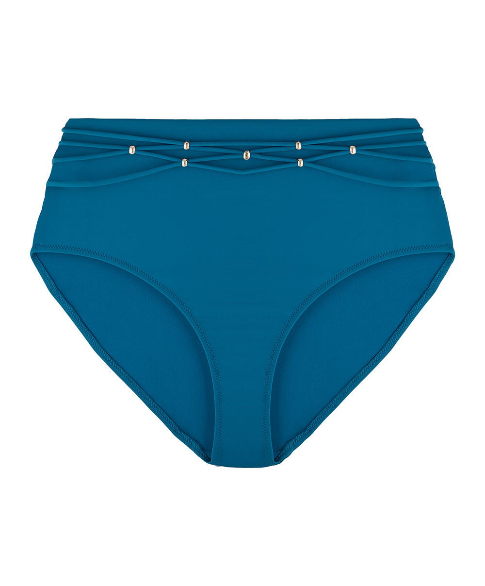 Culotte maillot de bain taille haute Aubade Bain Secret Laguna teal bleu canard 2T24-TEAL