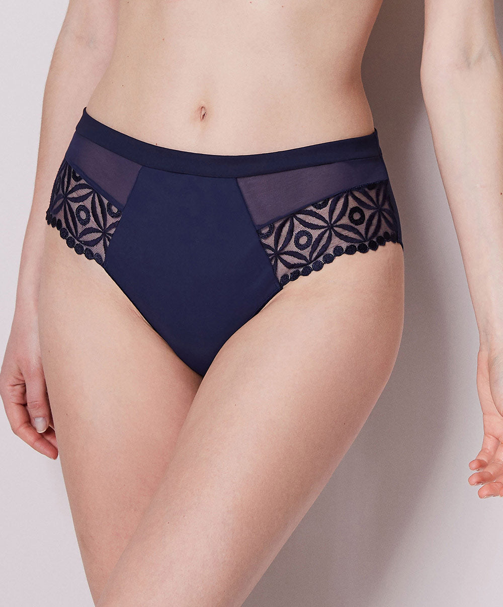 Culotte haute Instant Simone Perele Bleu nuit face