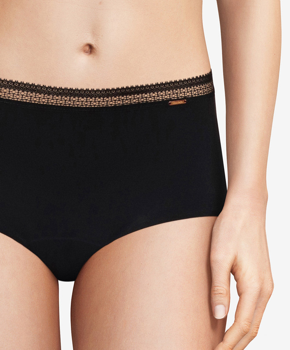 Culotte menstruelle taille haute graphique Chantelle Chantelle Life noir C16L70-011
