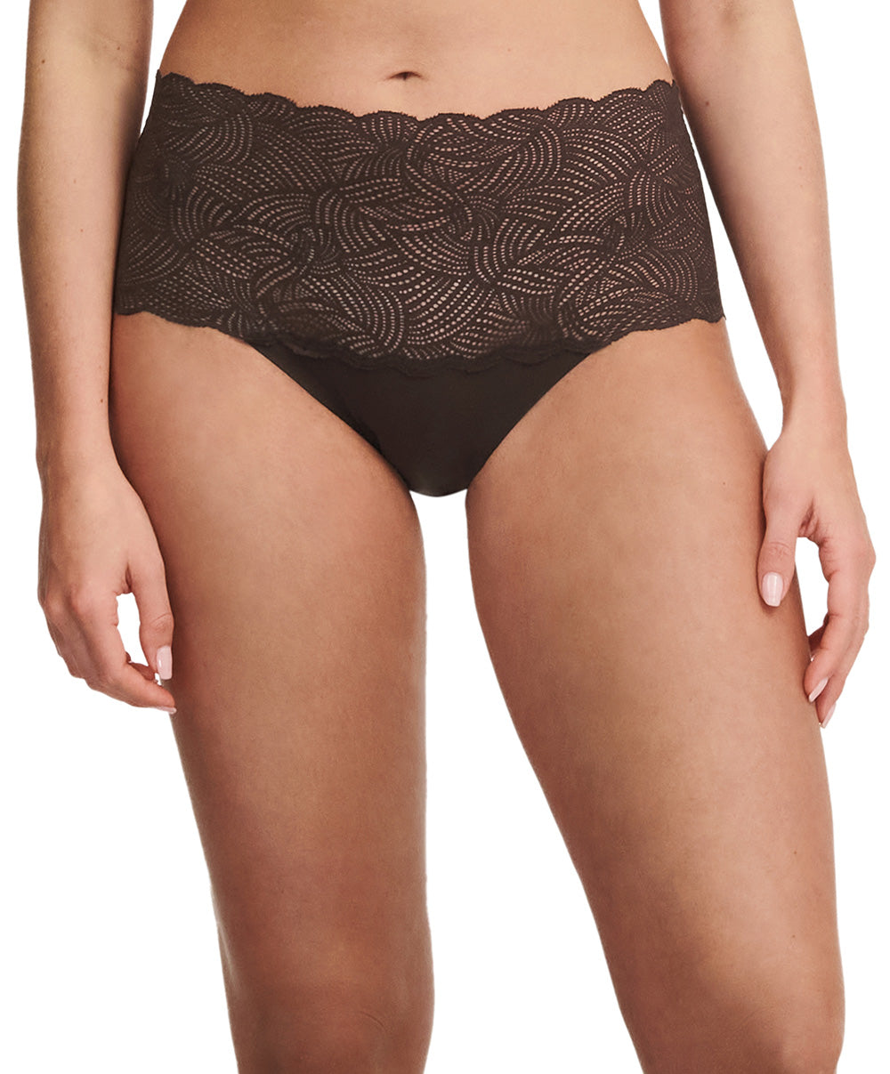 Culotte taille haute dentelle Chantelle Soft Stretch brun C11G80-0JL