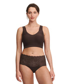 Culotte taille haute dentelle Chantelle Soft Stretch brun C11G80-0JL