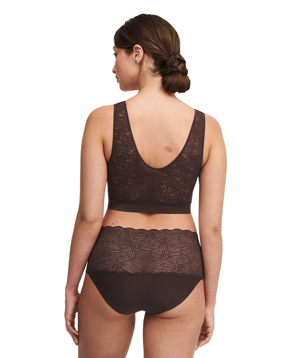 Culotte taille haute dentelle Chantelle Soft Stretch brun C11G80-0JL