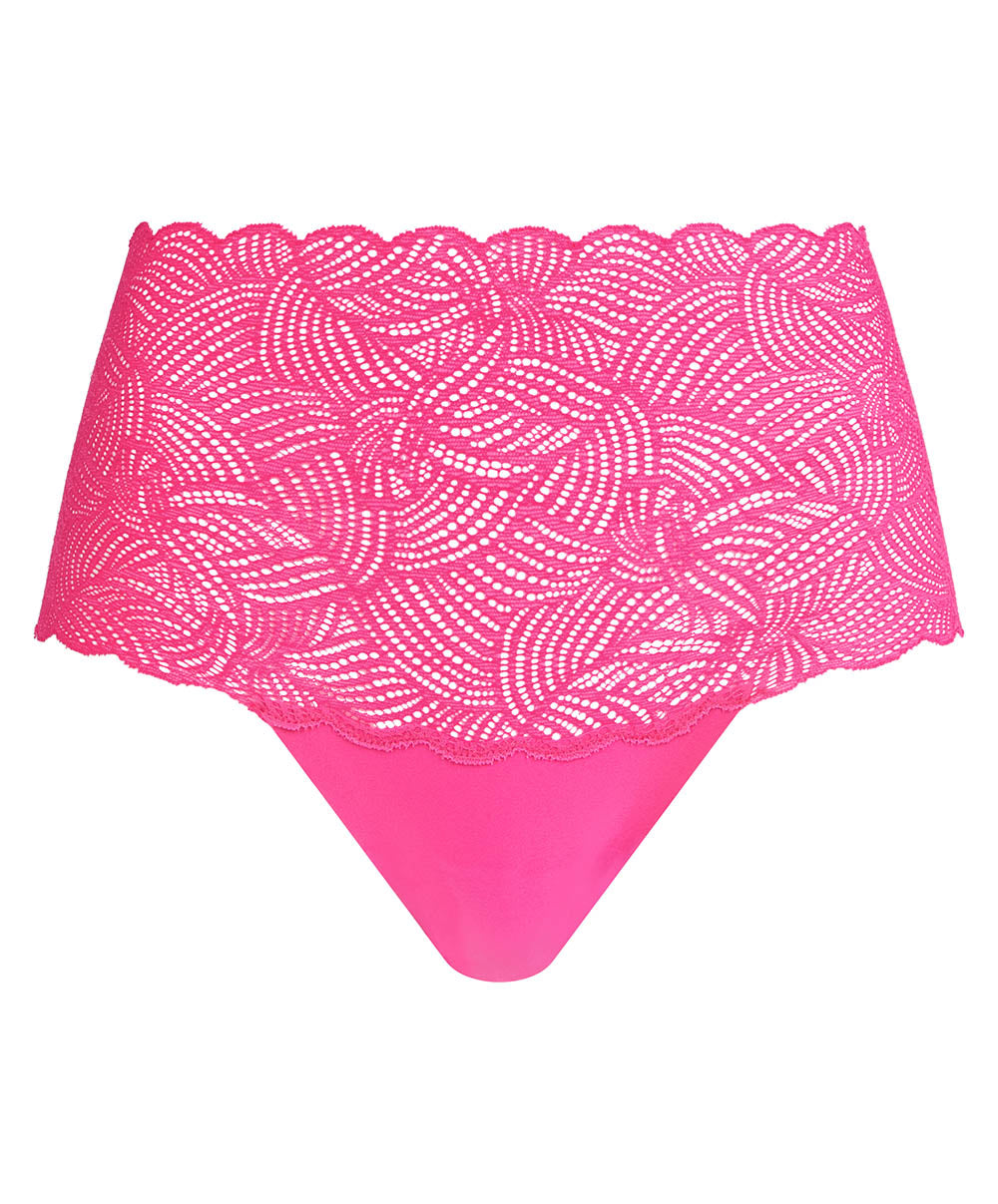 Culotte taille haute dentelle nouvelle forme Chantelle Soft stretch Rose pitaya C11G80-06X